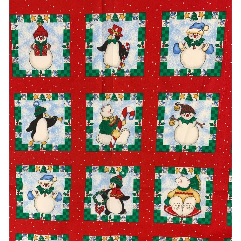 Daisy Kingdom Craft Squares Christmas Holiday Fabric Penguin Snowman B3811